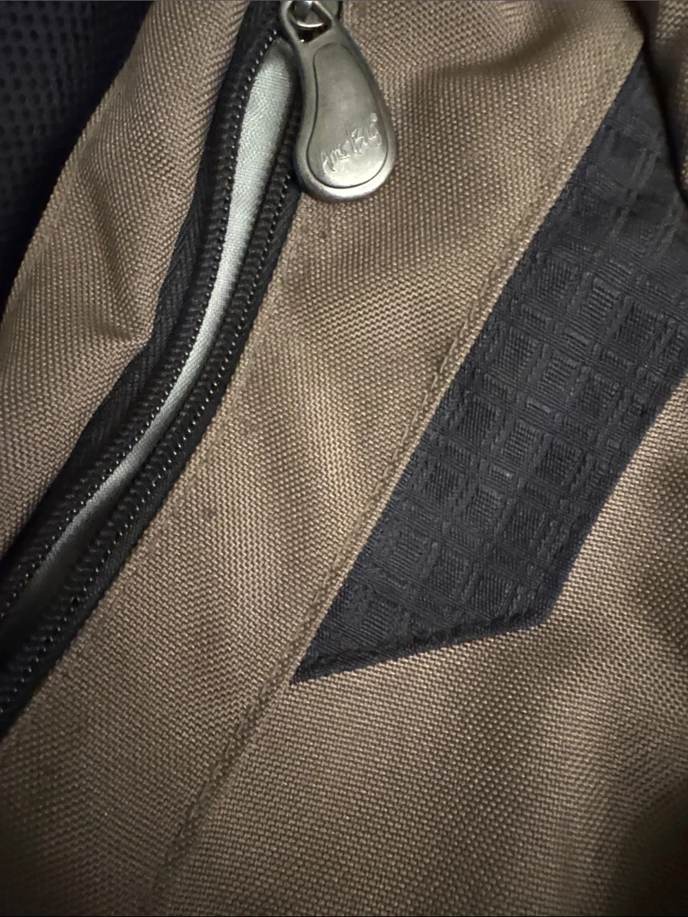 Men's Tan Sling Bag with Black Accents